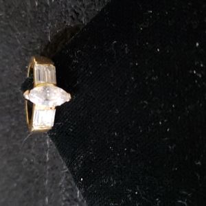 Diamond Shaped CZ & Rectangular CZ Stones on each side Gold Overlay Ring